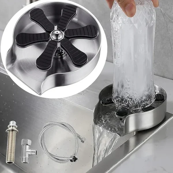 High Pressure Stainless Steel 360° Rotary Glass Rinser - Image 2